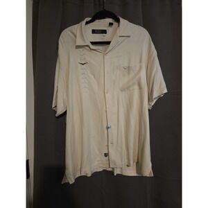 Nat Nast Luxury Originals White Embroidred Camp Shirt, Men's Large, XSS15H25